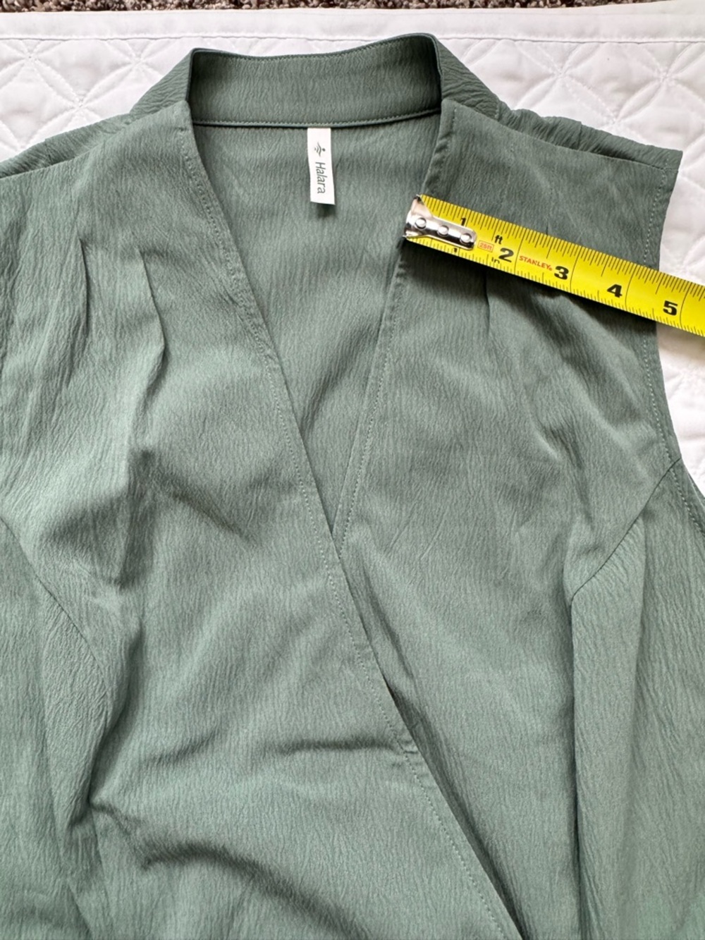NWT HALARA Green V-Neck Sleeveless Wrapped Belted Midi Travel Dress Pockets Sz M - Picture 9 of 16